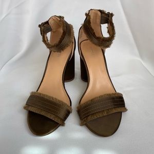 Express Olive Green Satin Sandal Heels